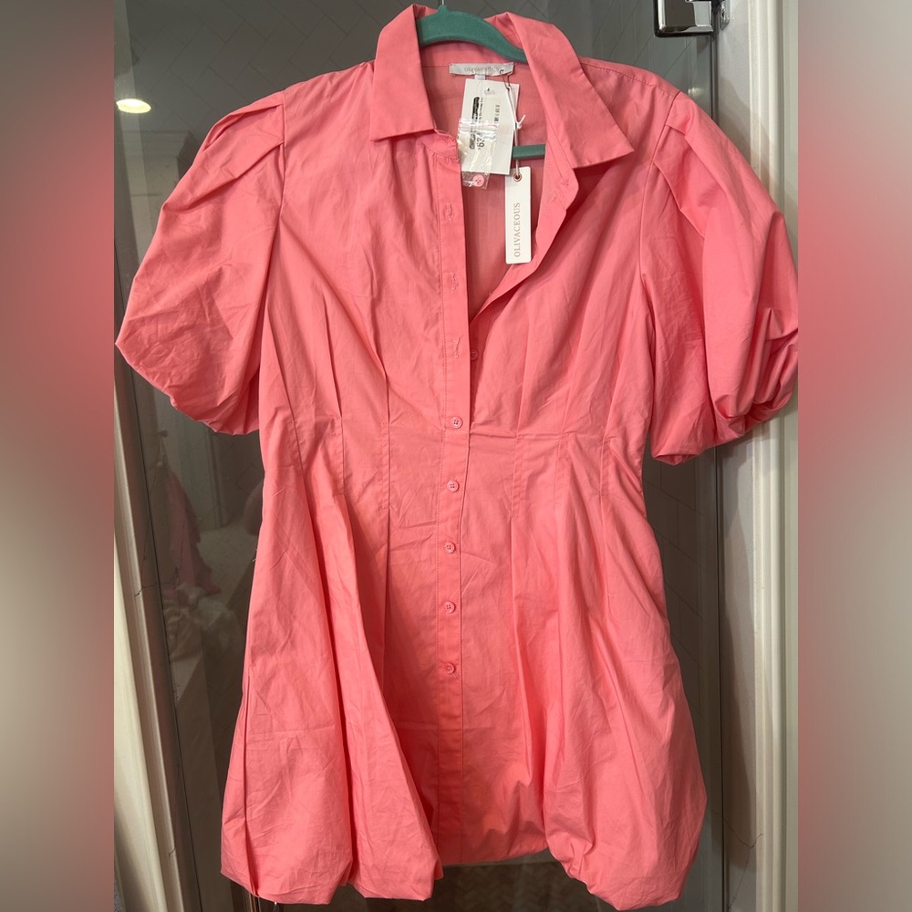 Olivaceous pink puff dress